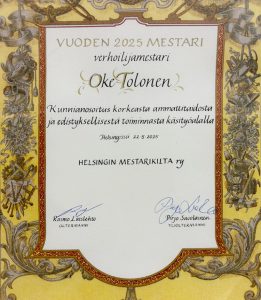 Vuoden 2025 mestari Oke Tolonen